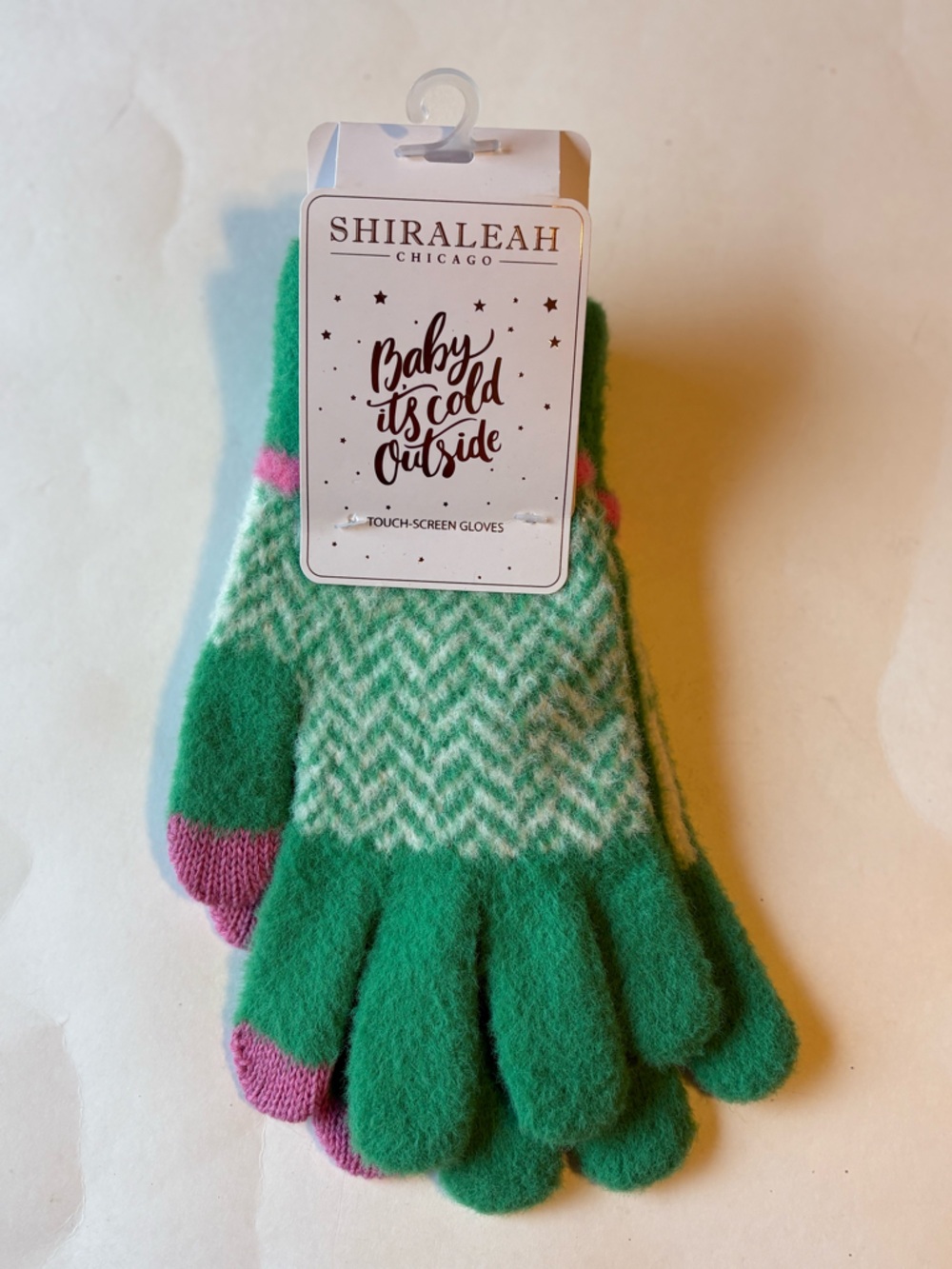 Shiraleah “Baby It’s Cold Outside” Green/Pink Touch-Screen Gloves